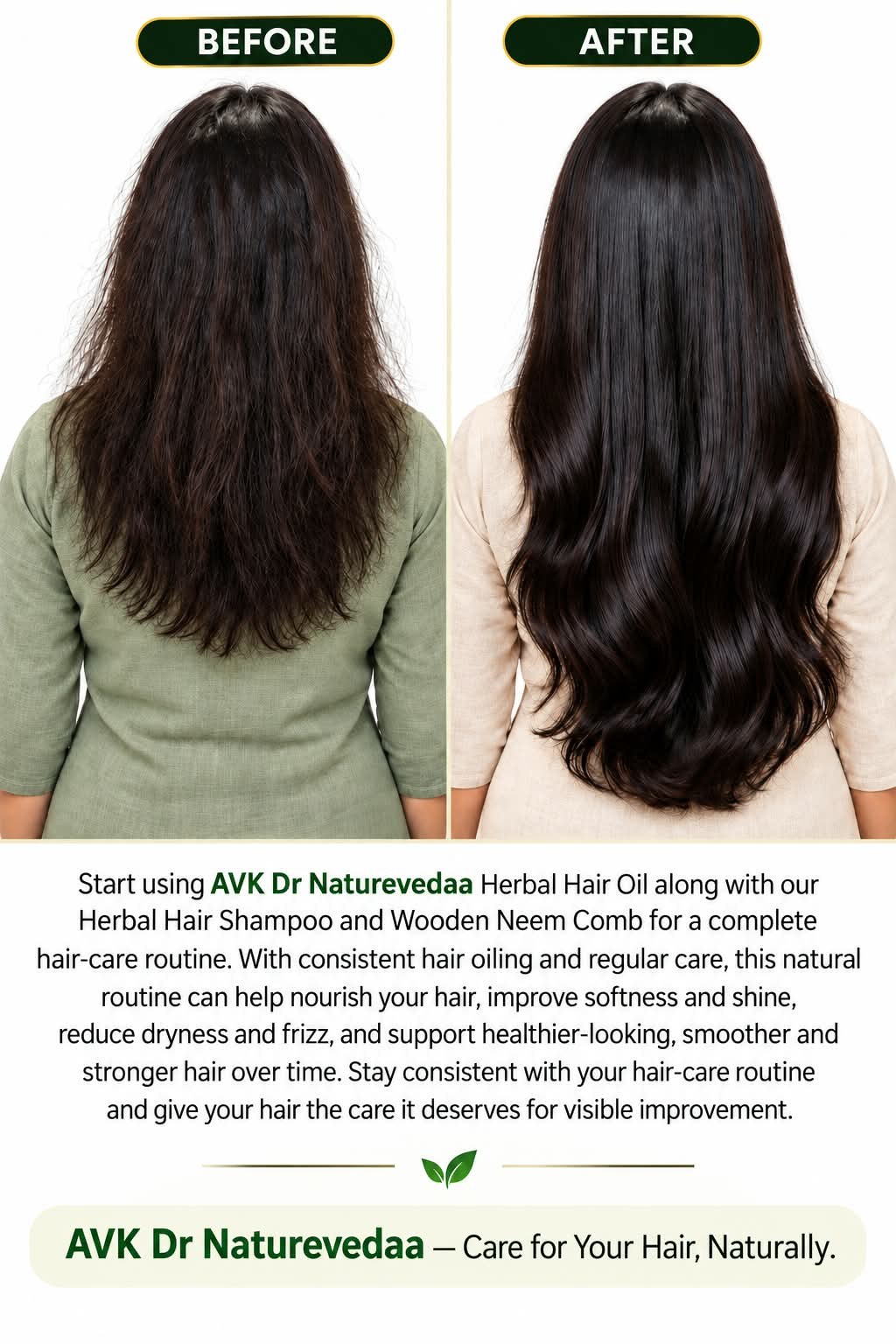 Before and after hair results