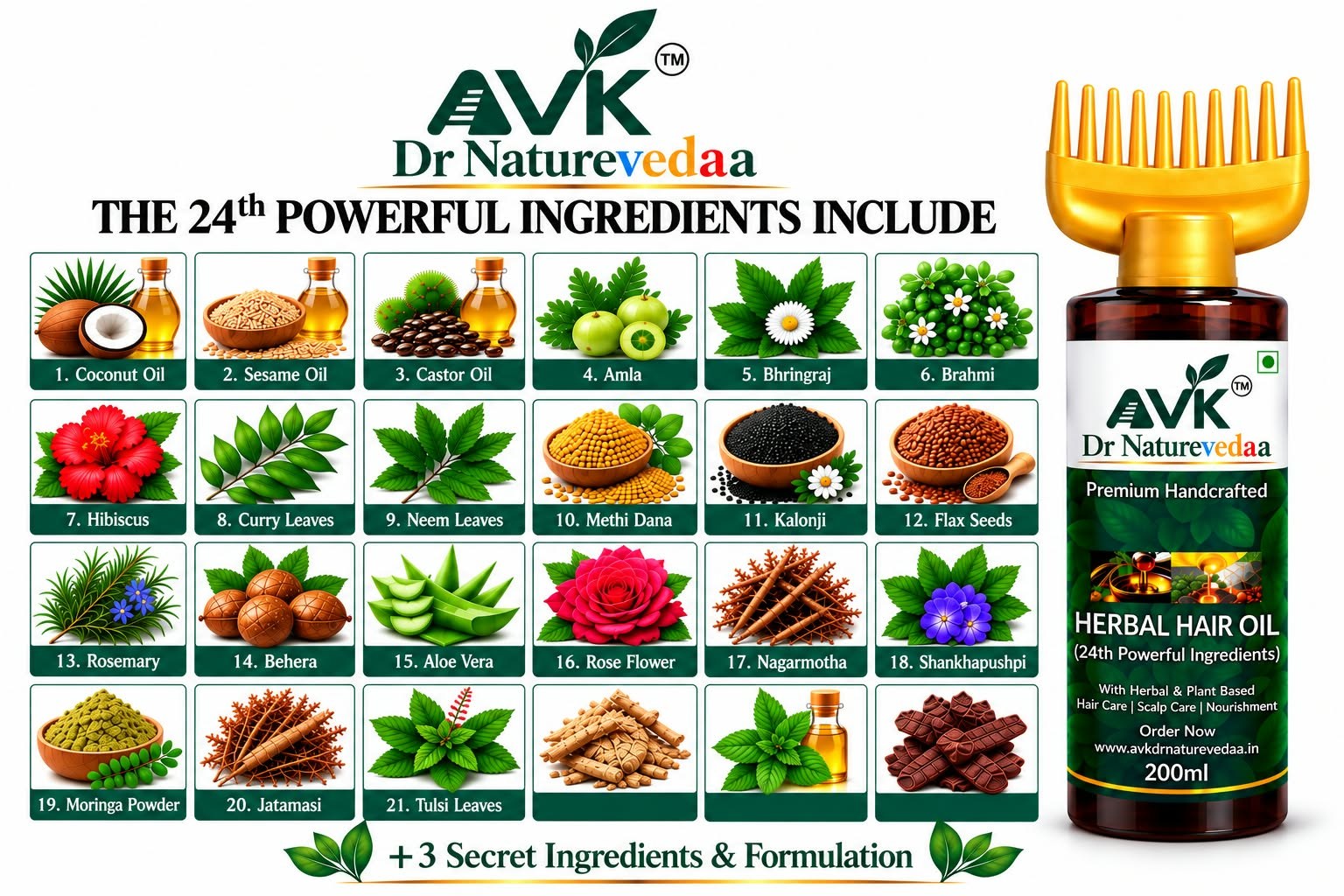 The 24 powerful ingredients in AVK Herbal Hair Oil